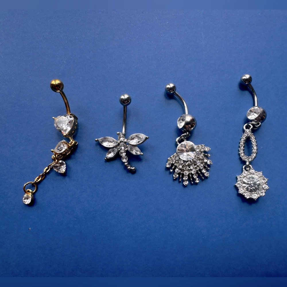 4 Sterling silver belly rings